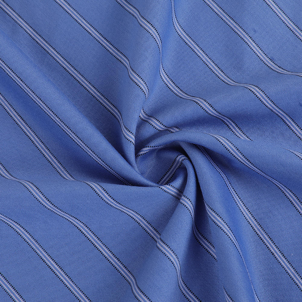 Wijen-point mudah-perawatan LA Breathable dan Nyaman bergaris-garis katun-polyester jacquard fabric